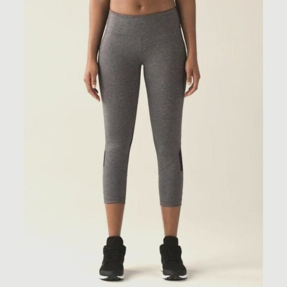 lululemon Pace Rival Crop 19" Heathered Black  Slate Leggings - Picture 1 of 11